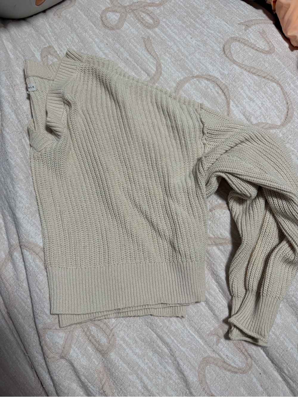Aeropostale Neutral Cream Ribbed Crew Neck Sweater